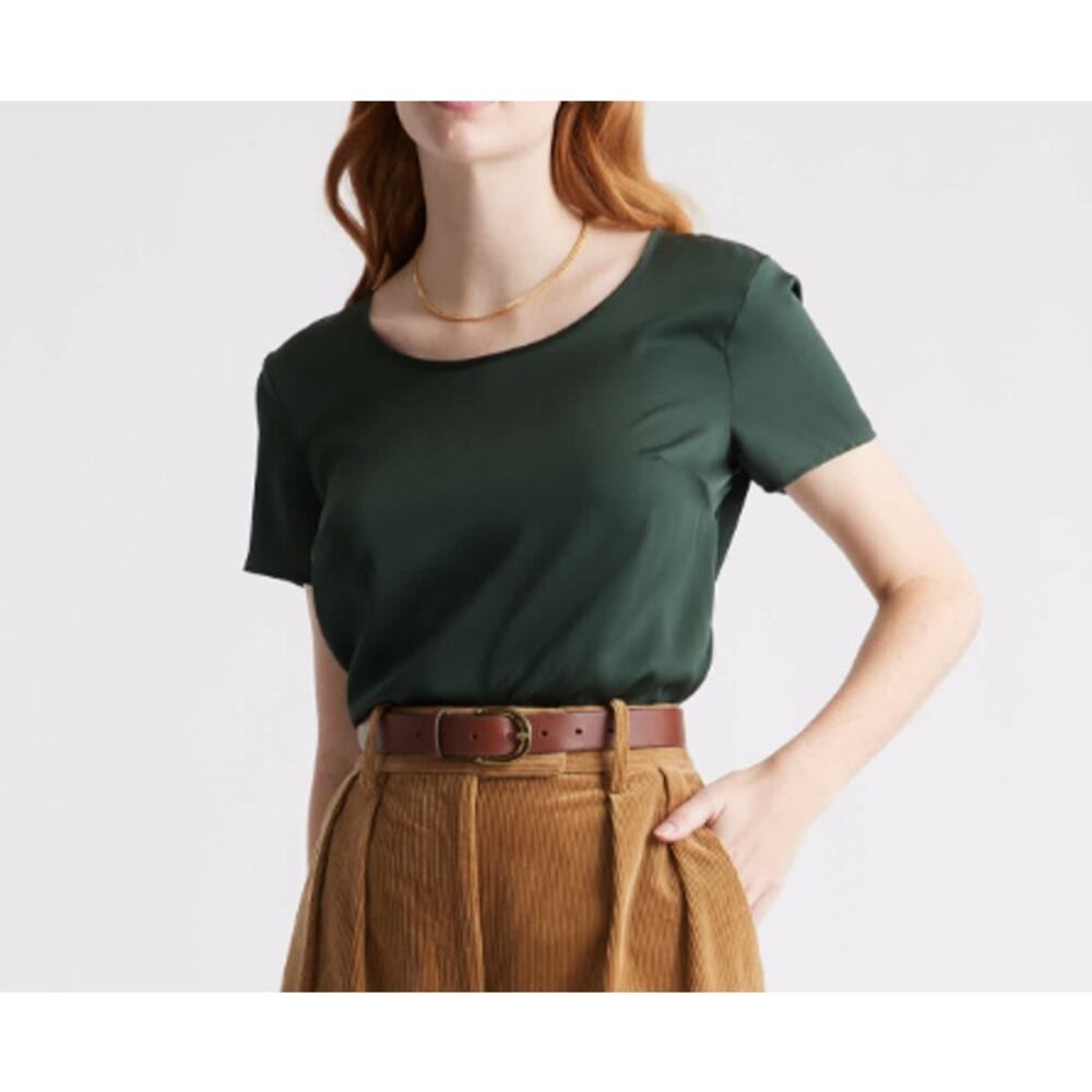 Quince Green Washable Silk Stretch Tee (M)